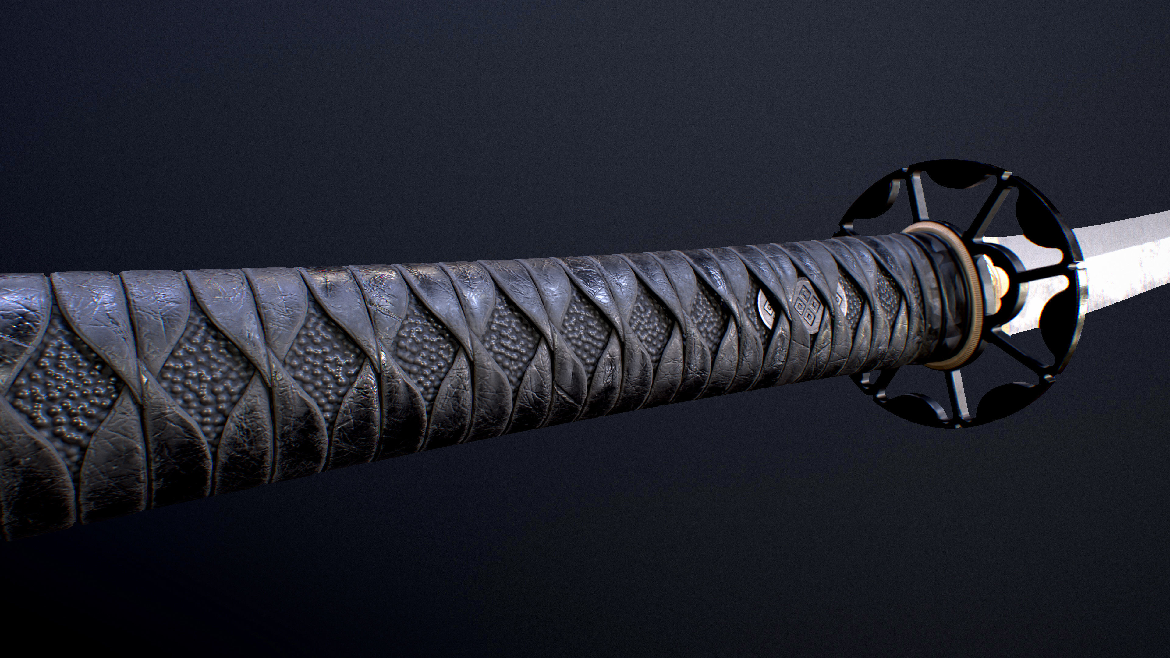 Black Katana Low-poly 3D model_8