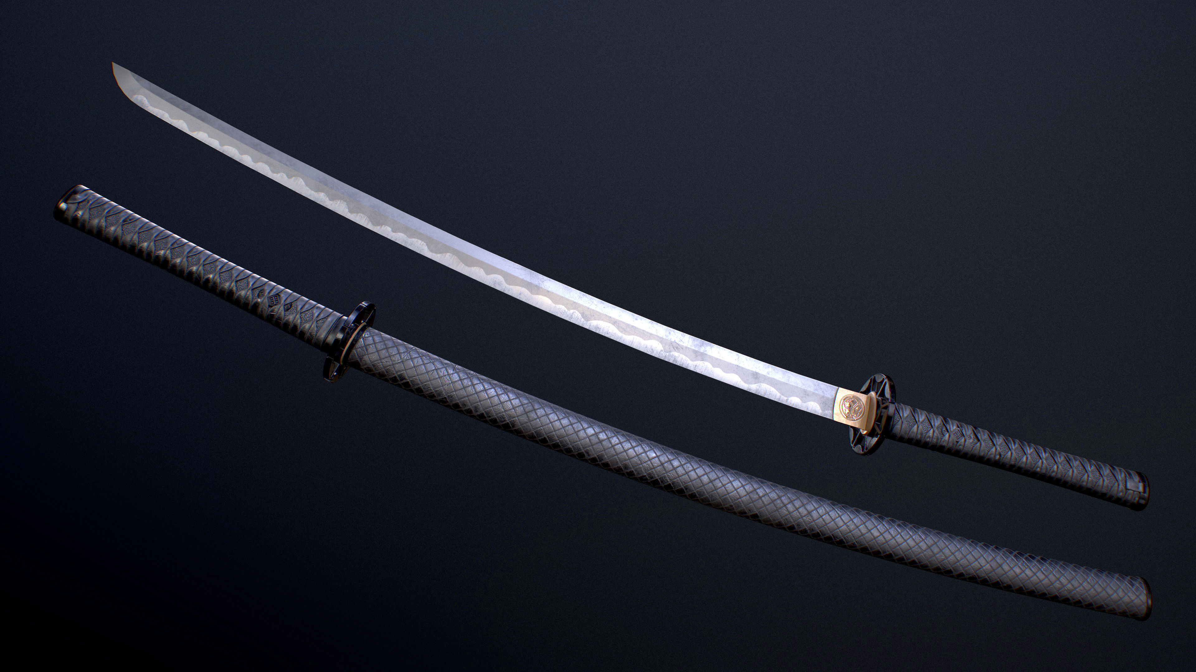 Black Katana Low-poly 3D model_5
