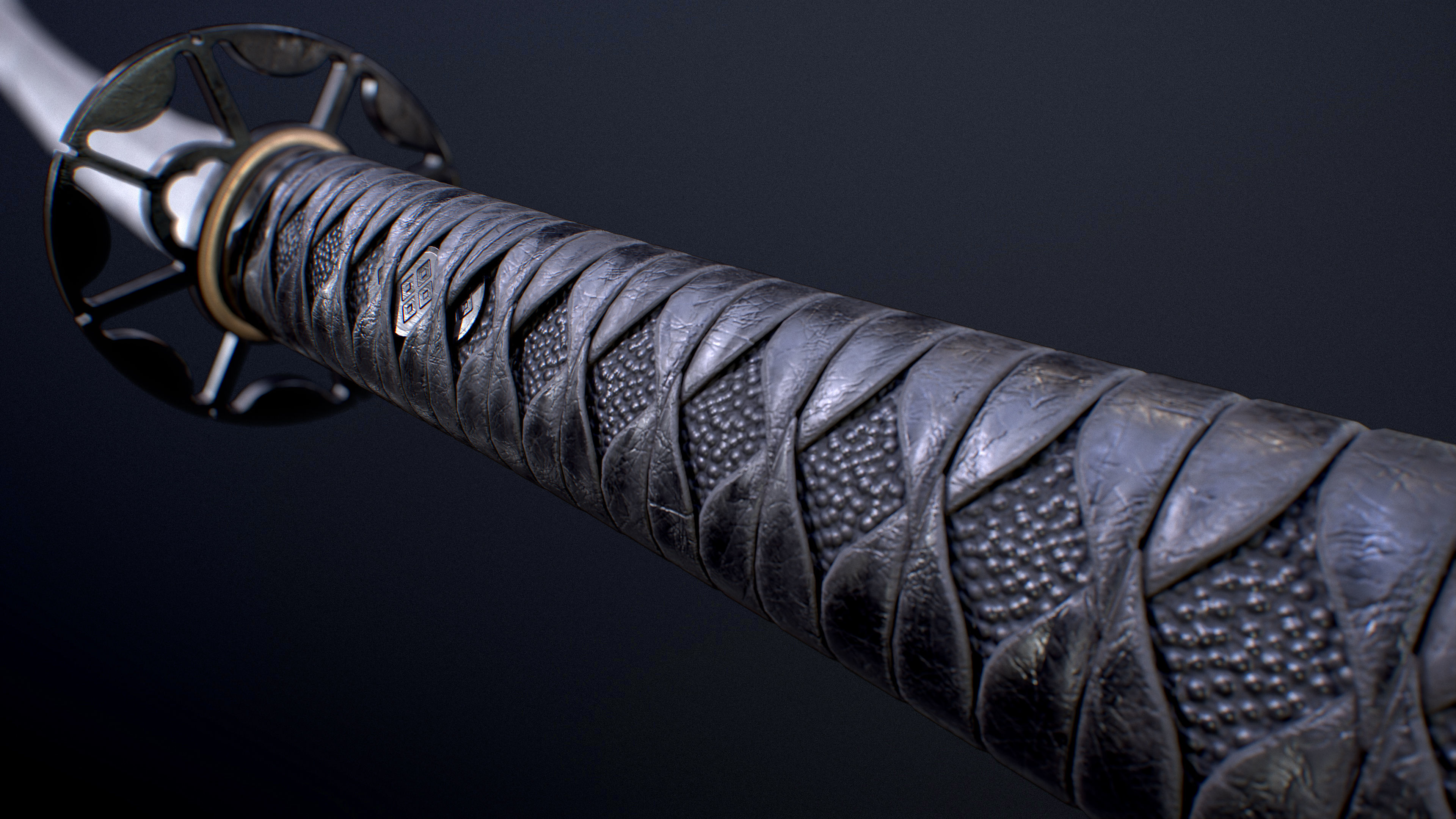 Black Katana Low-poly 3D model_9