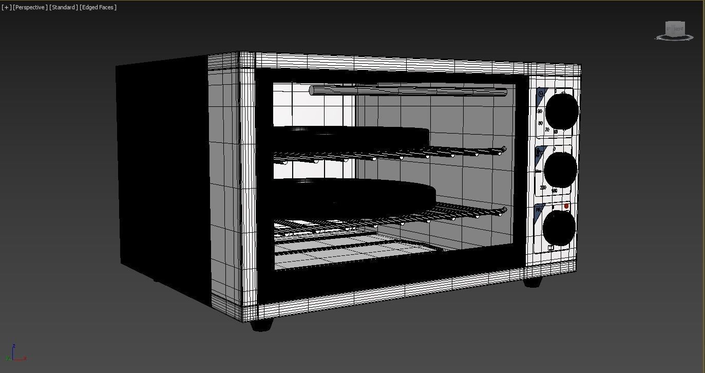 Oven 3D Model stainless steel with two racks 3D model_5