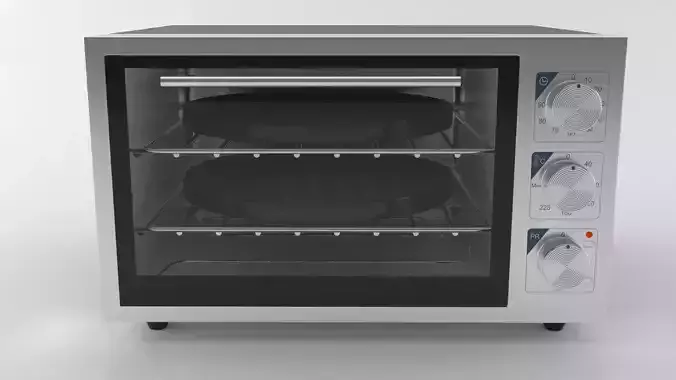 Oven 3D Model stainless steel with two racks