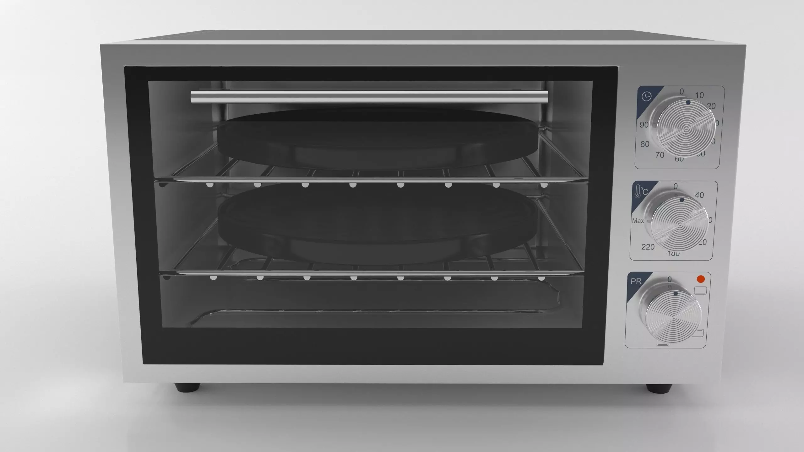 Oven 3D Model stainless steel with two racks 3D model_0