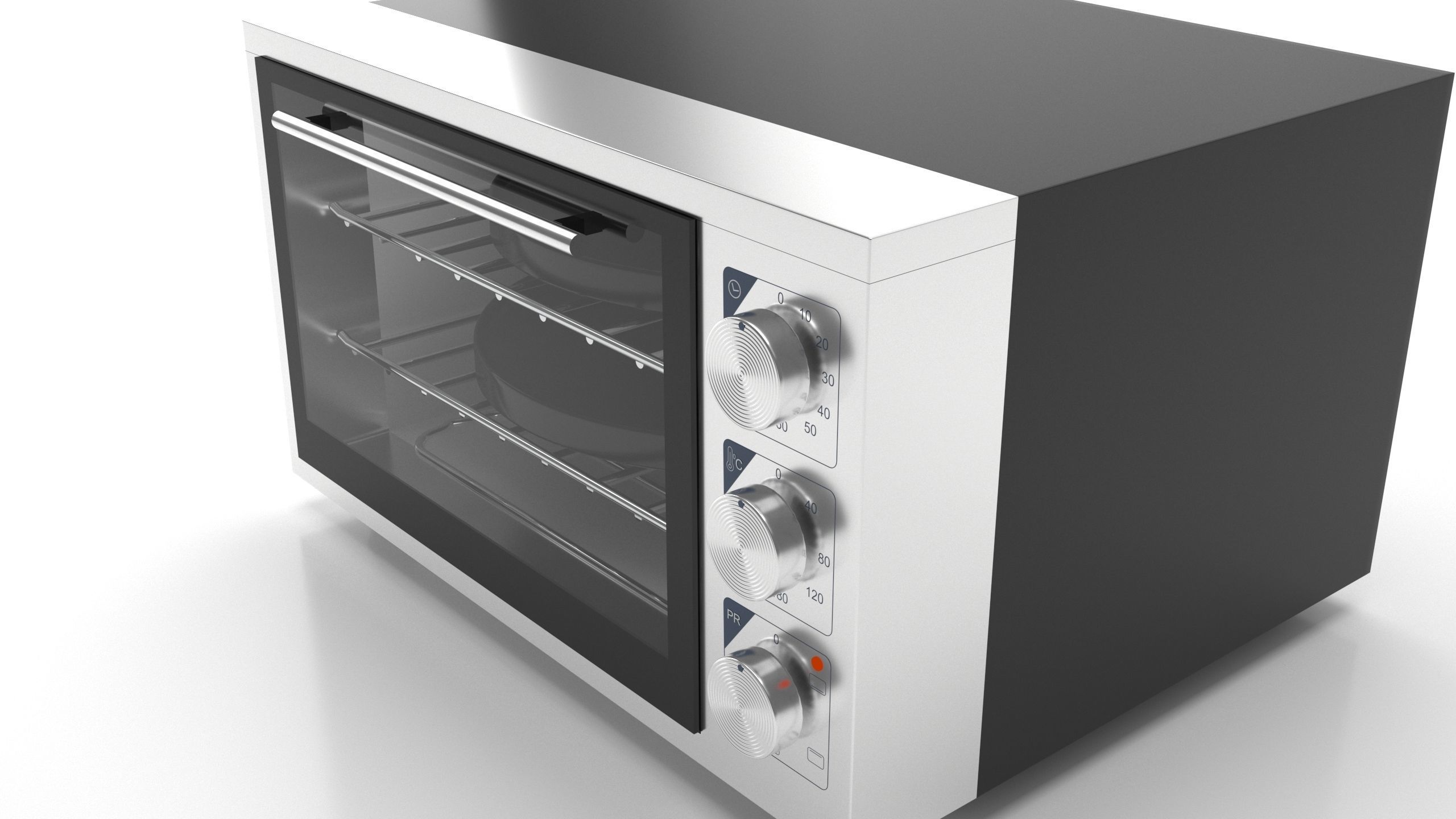Oven 3D Model stainless steel with two racks 3D model_1