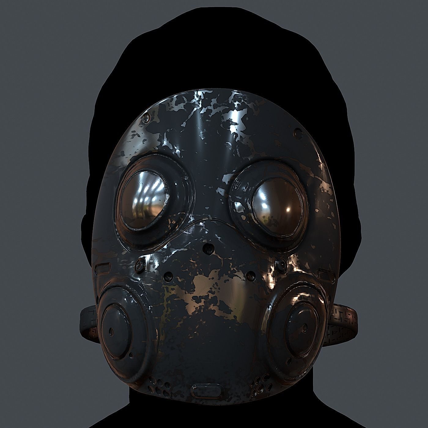 Gas mask helmet 3d model scifi Low-poly 3D model_2