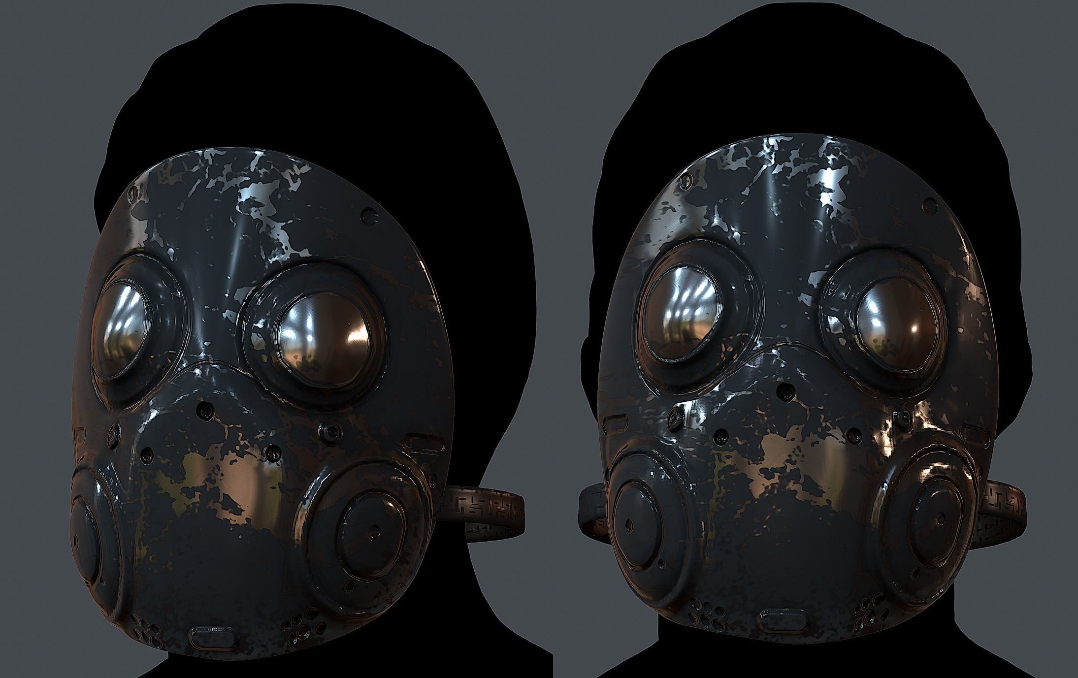 Gas mask helmet 3d model scifi Low-poly 3D model_1