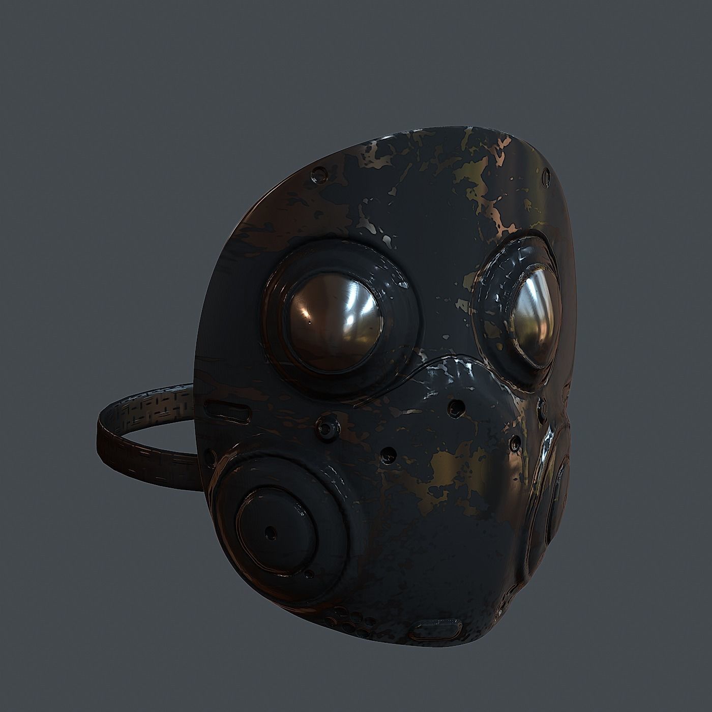 Gas mask helmet 3d model scifi Low-poly 3D model_3