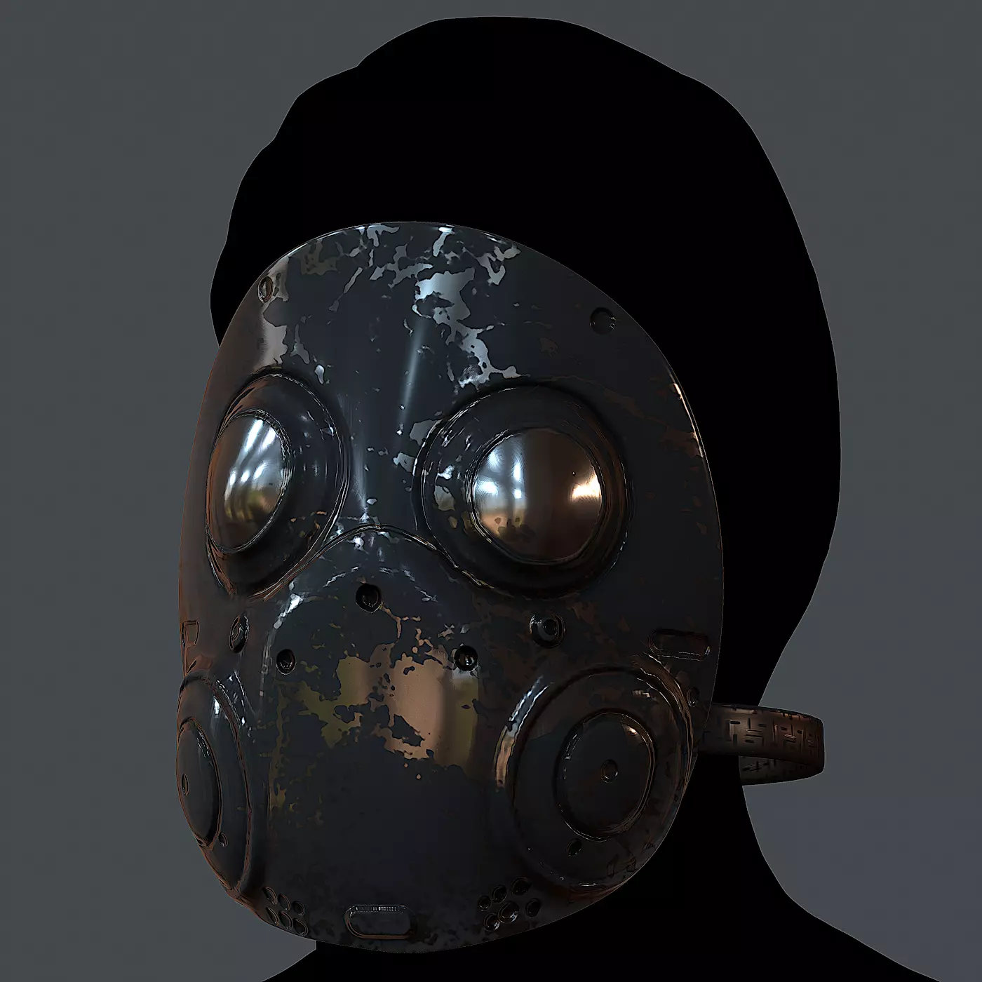 Gas mask helmet 3d model scifi Low-poly 3D model_0