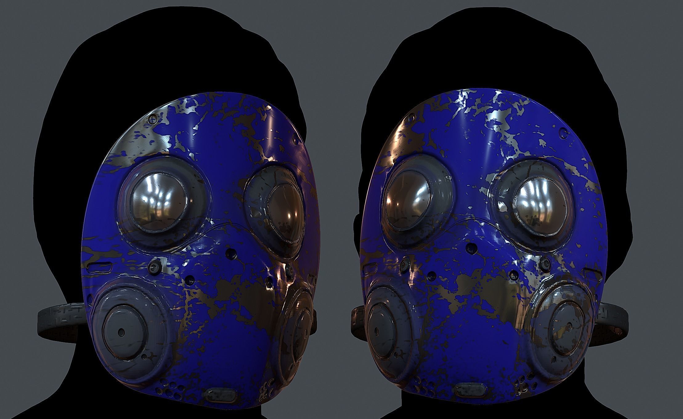 Gas mask helmet 3d model scifi  Low-poly 3D model_1