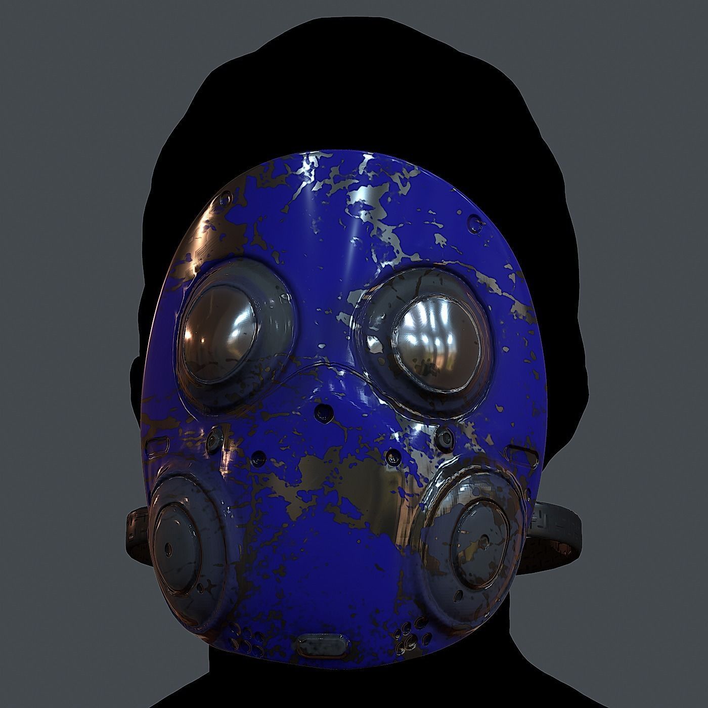 Gas mask helmet 3d model scifi  Low-poly 3D model_2
