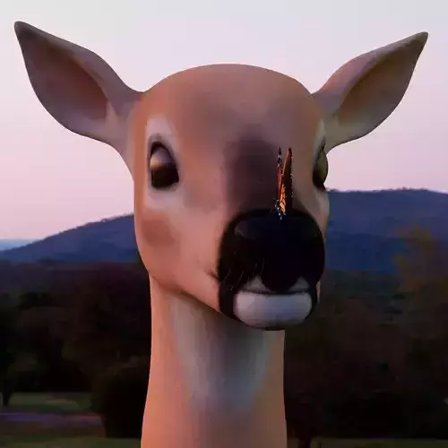 3D Model deer with butterfly