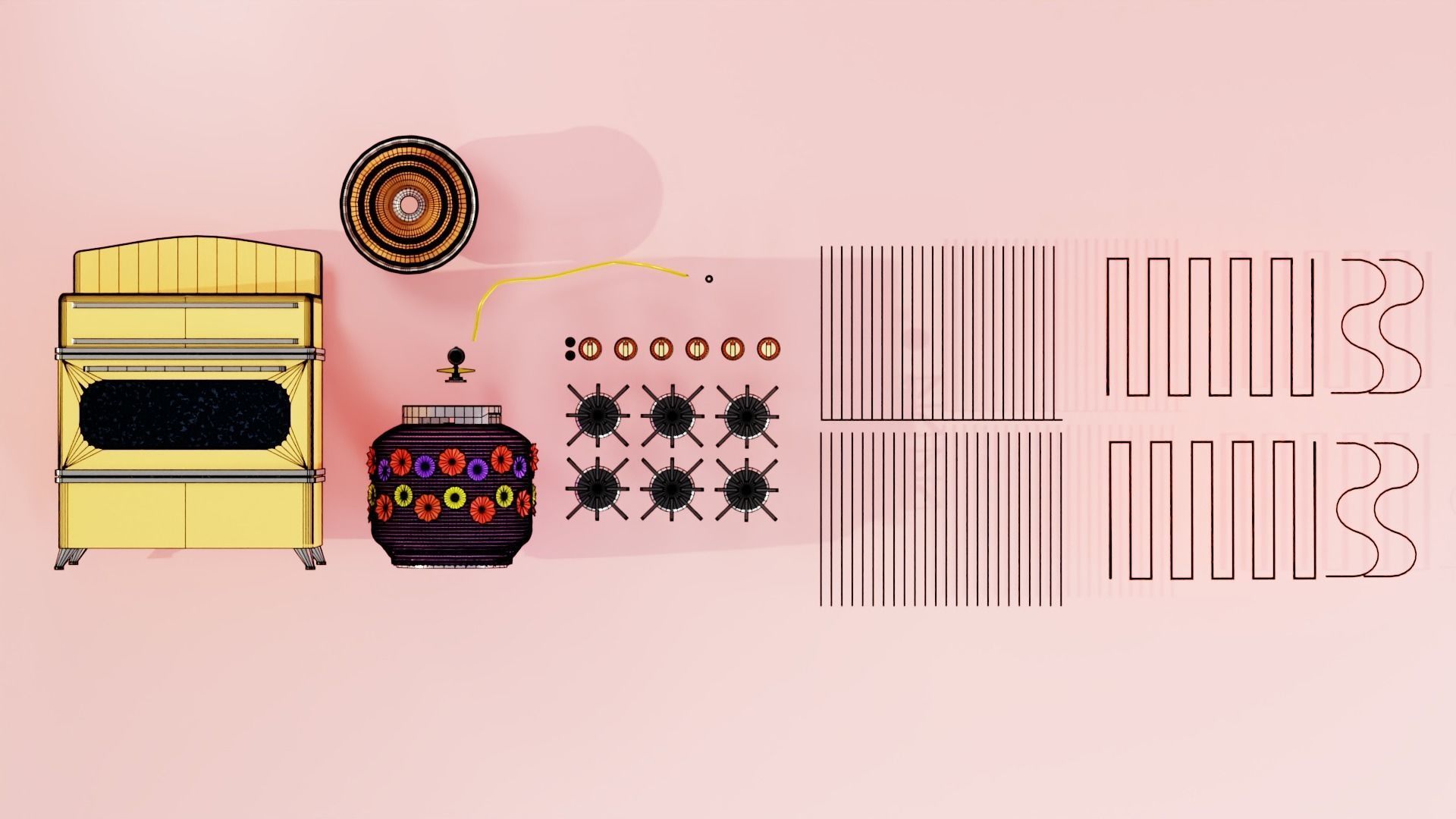 Cooker stove and vase 3D model_5