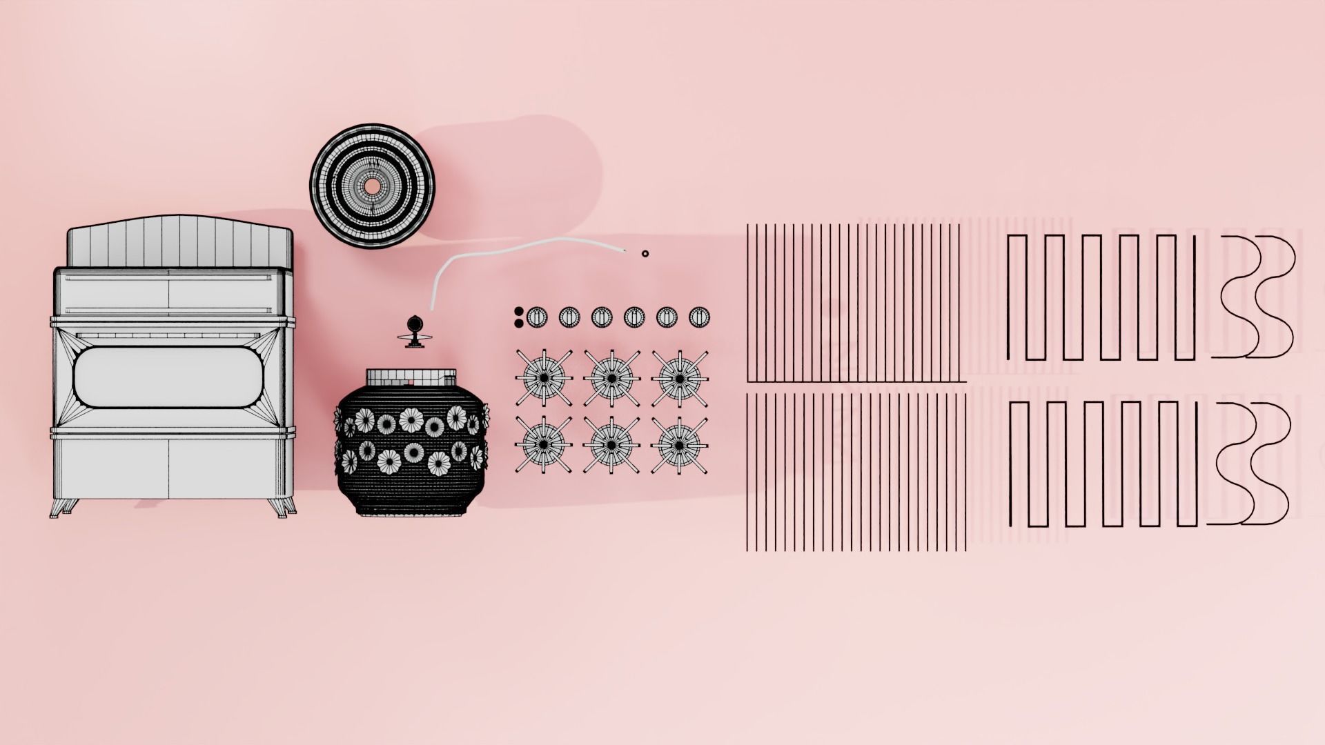 Cooker stove and vase 3D model_6