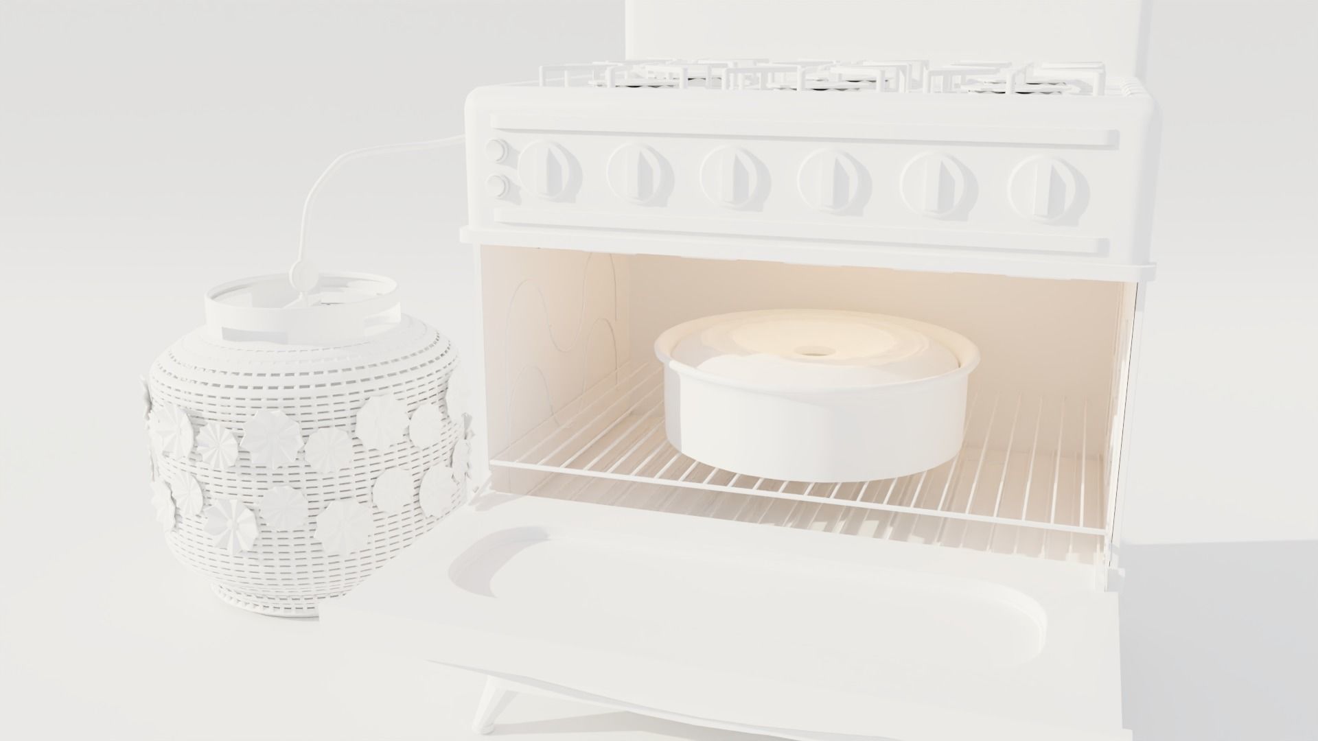 Cooker stove and vase 3D model_3