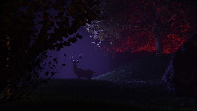 Stylized Volumetric Scene in Blender with Deer 3D model