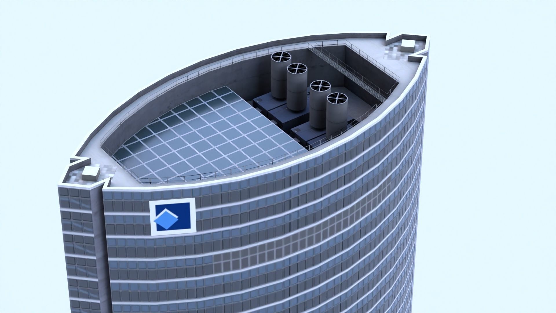 Space Tower Madrid Low-poly 3D model_14