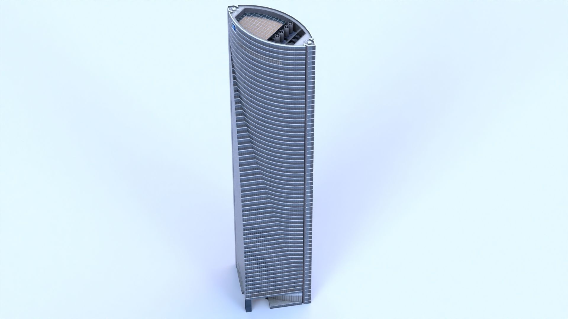 Space Tower Madrid Low-poly 3D model_16