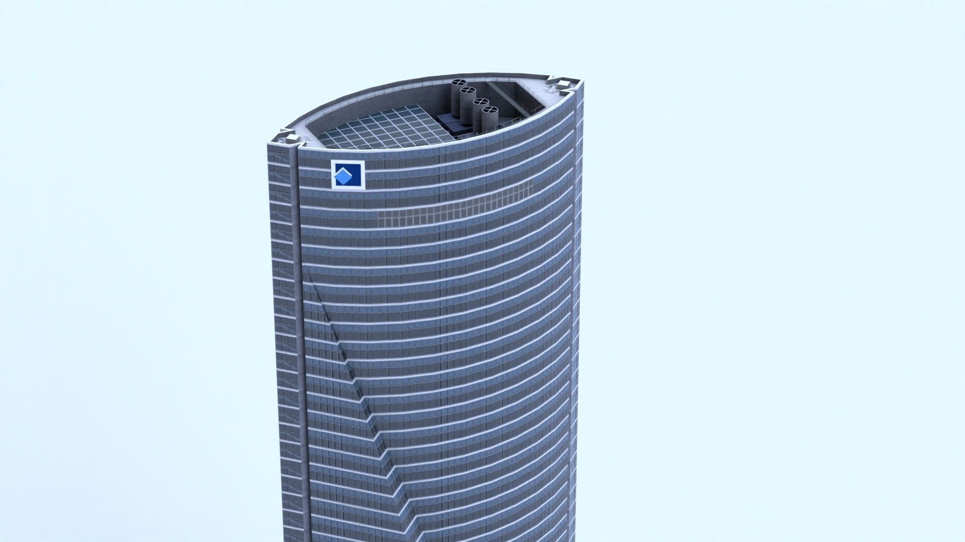 Space Tower Madrid Low-poly 3D model_13