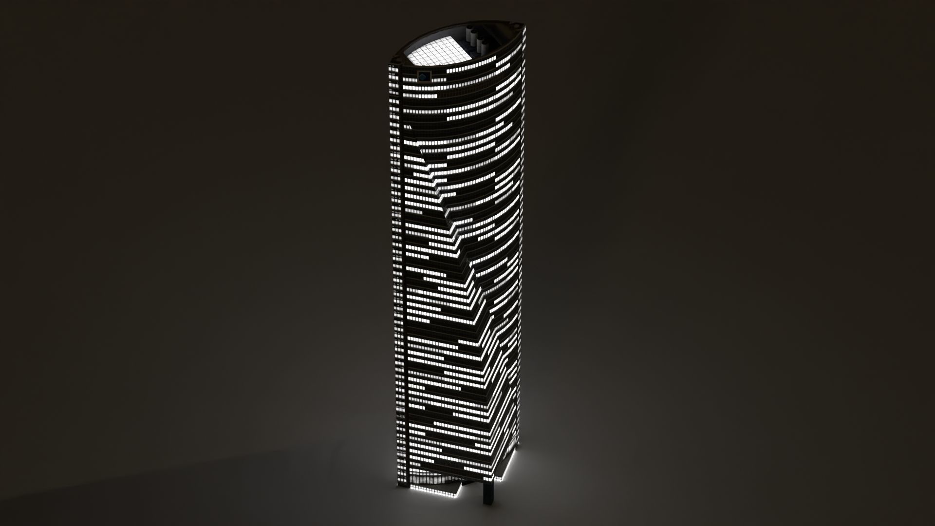 Space Tower Madrid Low-poly 3D model_11