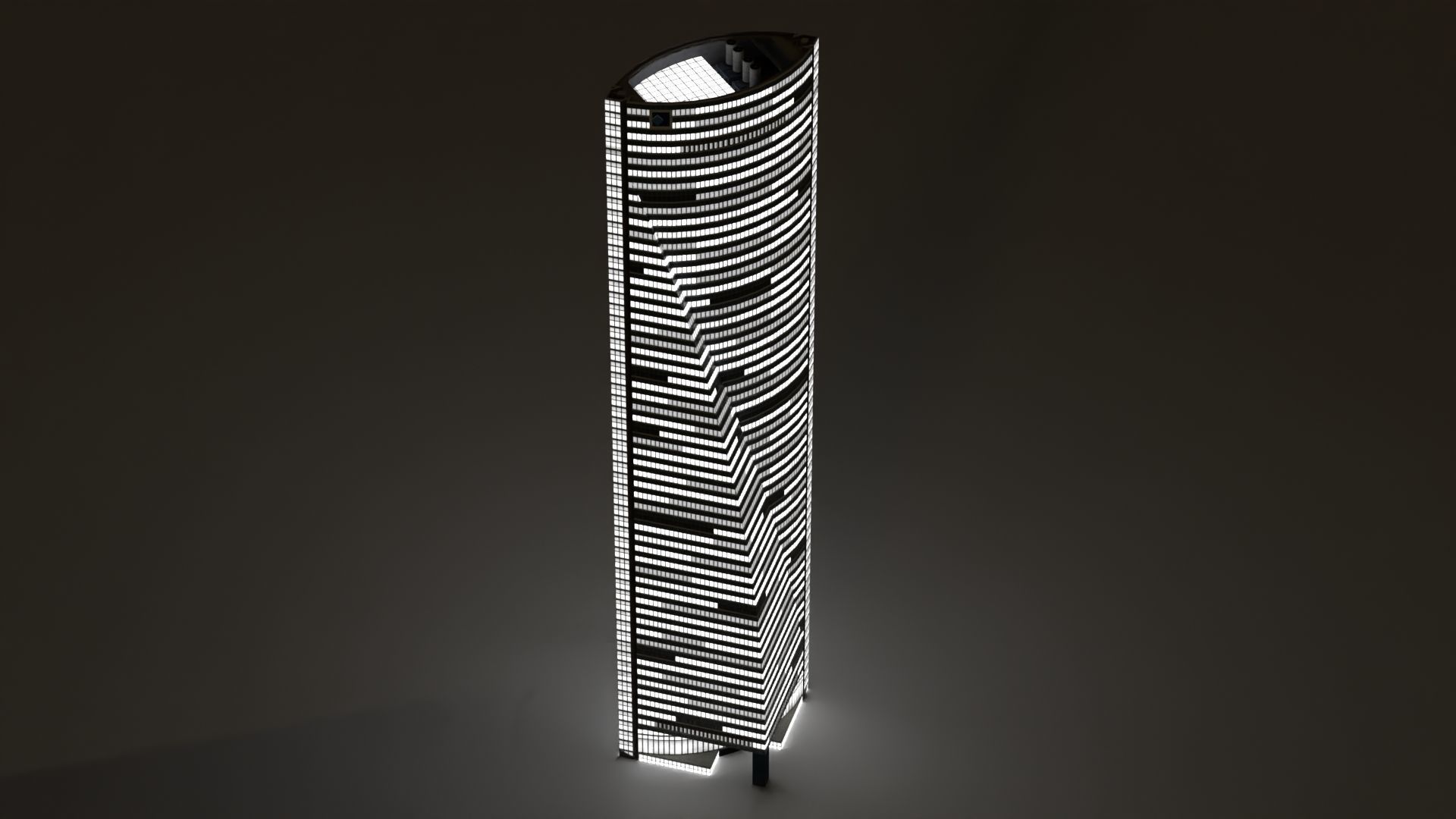 Space Tower Madrid Low-poly 3D model_10