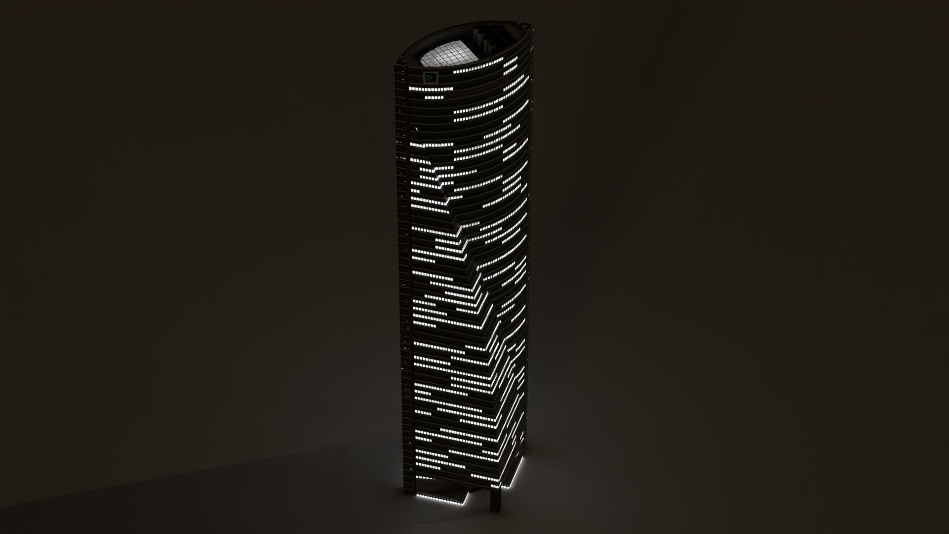 Space Tower Madrid Low-poly 3D model_9