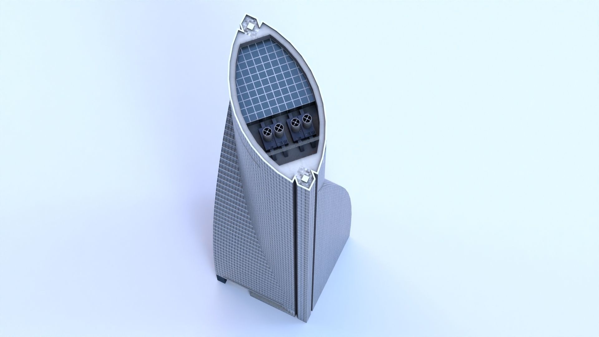 Space Tower Madrid Low-poly 3D model_4