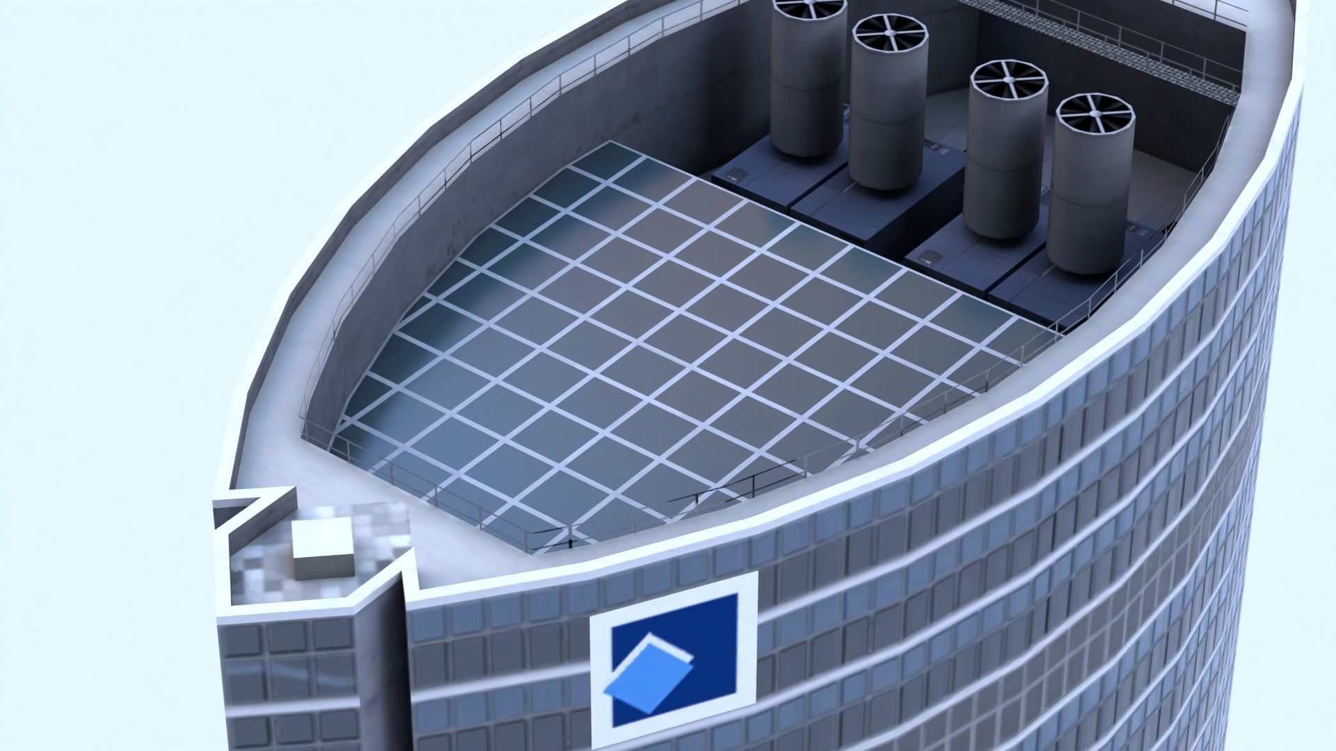 Space Tower Madrid Low-poly 3D model_7