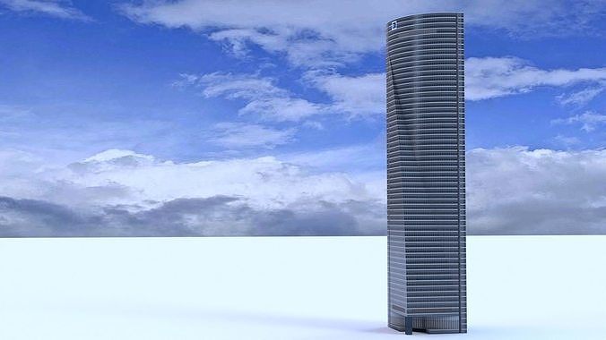 Space Tower Madrid Low-poly 3D model 2