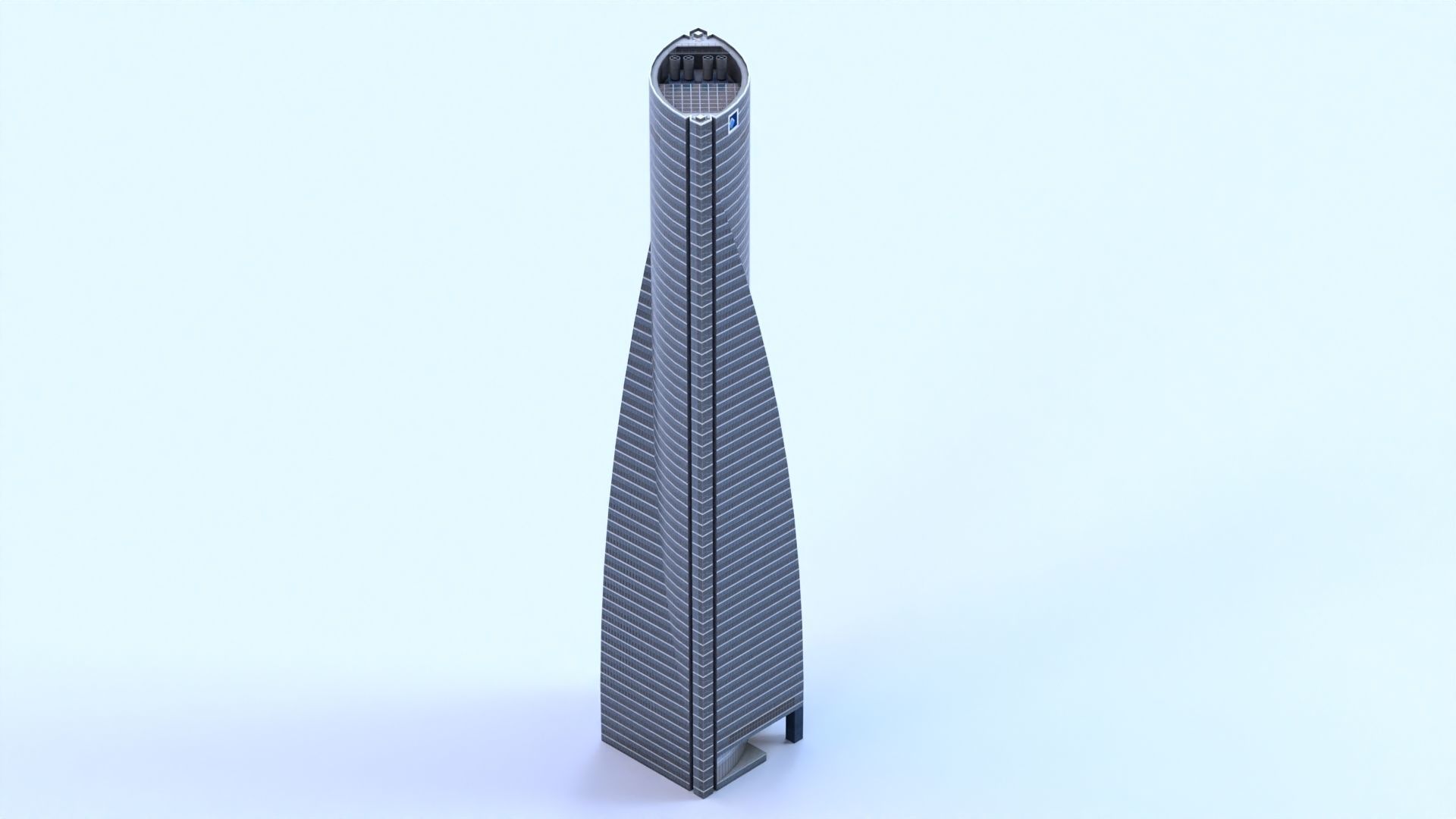 Space Tower Madrid Low-poly 3D model_19