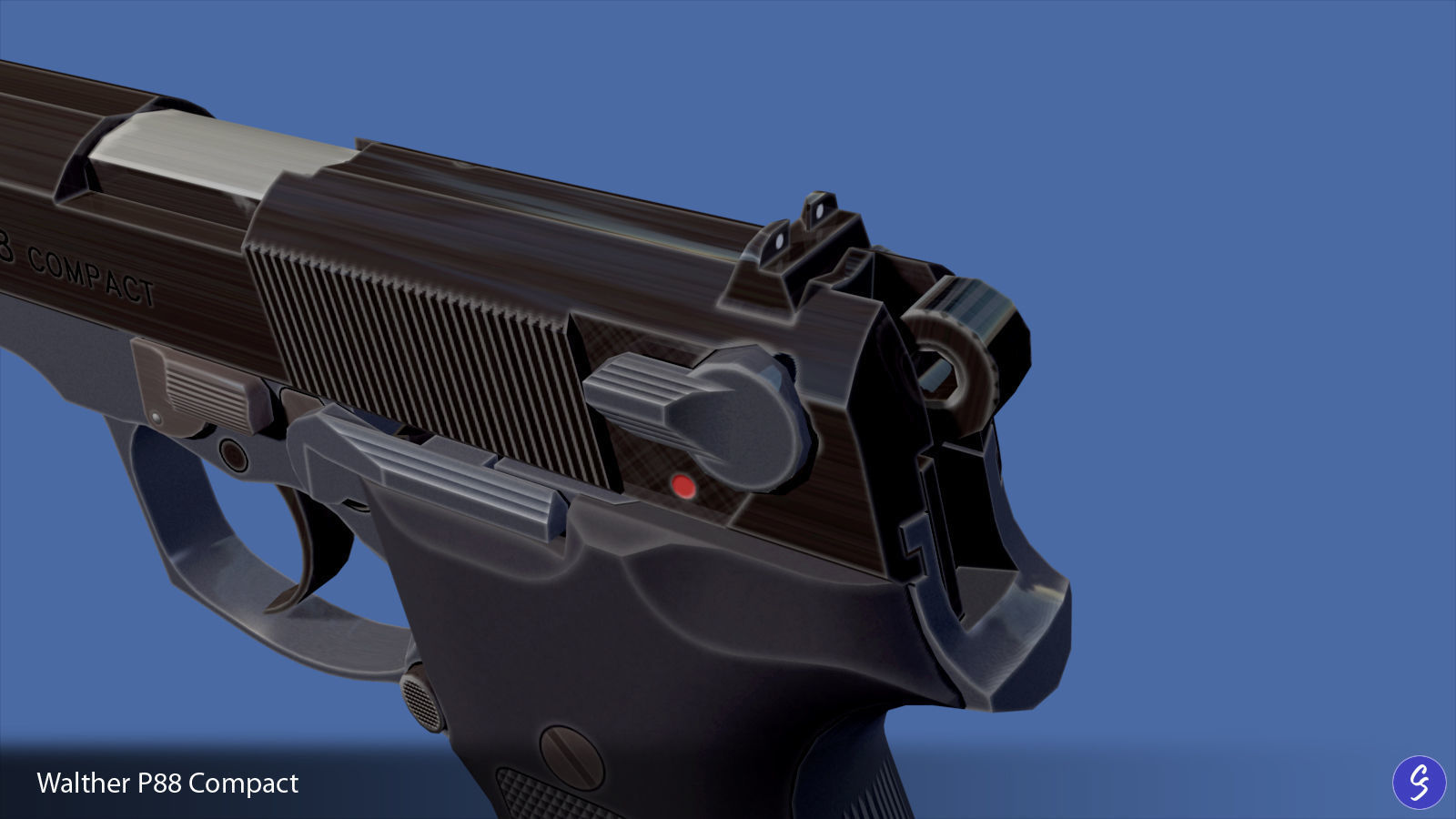Walther P88 Compact 9mm Pistol Low-poly 3D model_20