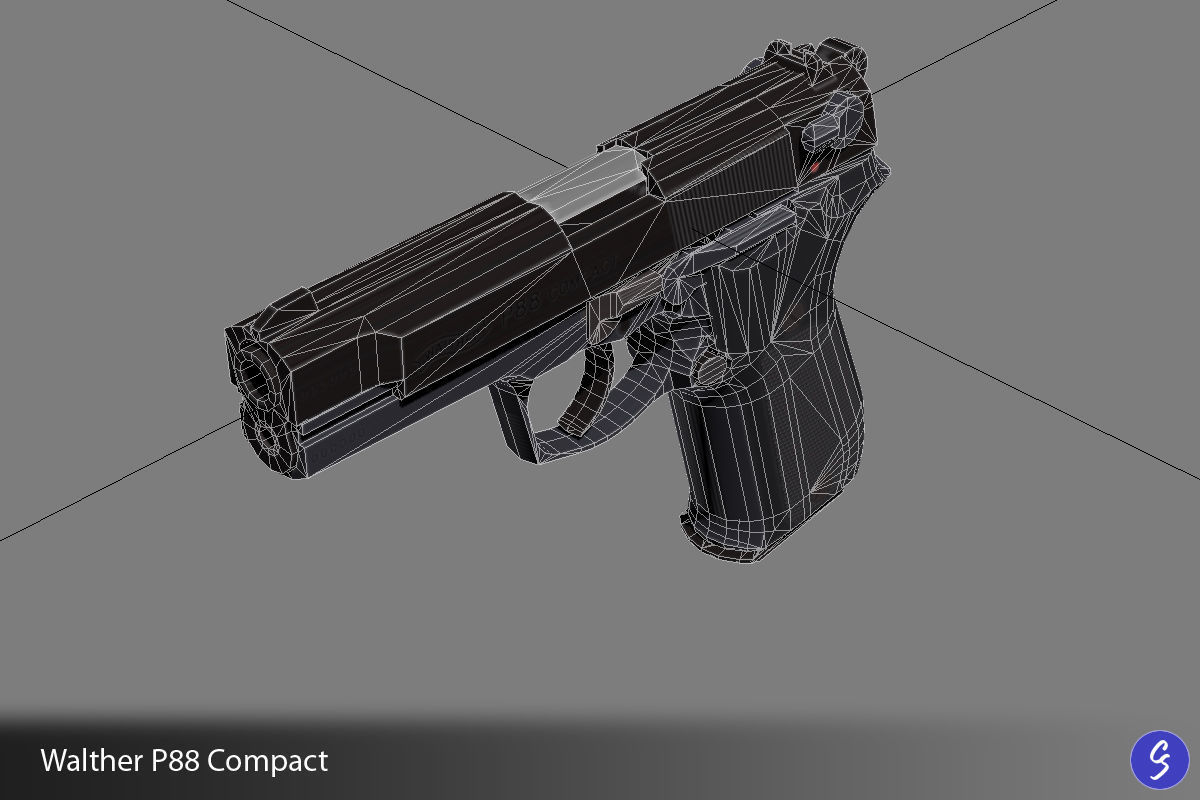Walther P88 Compact 9mm Pistol Low-poly 3D model_51