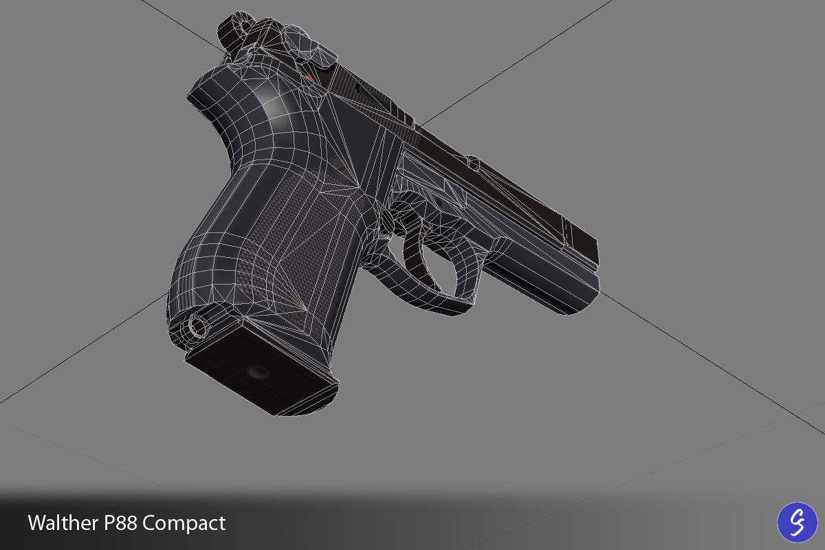 Walther P88 Compact 9mm Pistol Low-poly 3D model_54
