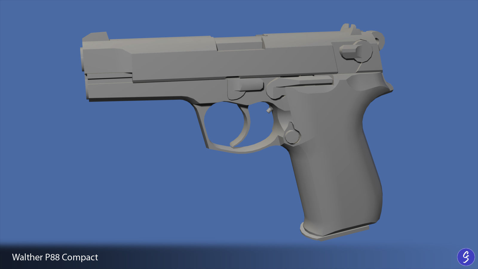 Walther P88 Compact 9mm Pistol Low-poly 3D model_47