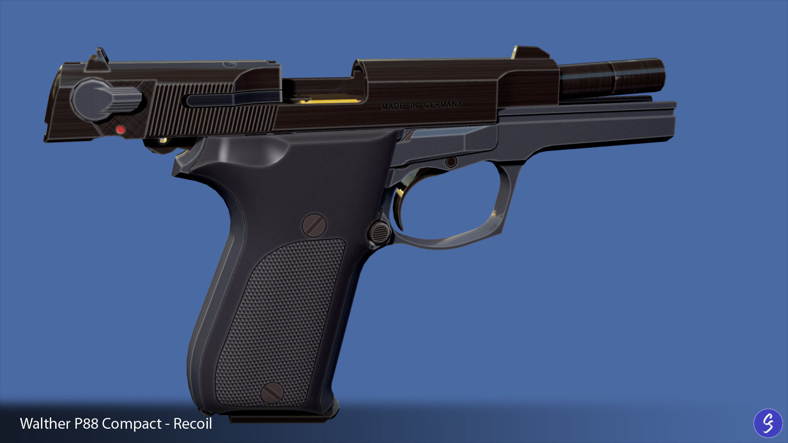 Walther P88 Compact 9mm Pistol Low-poly 3D model_11