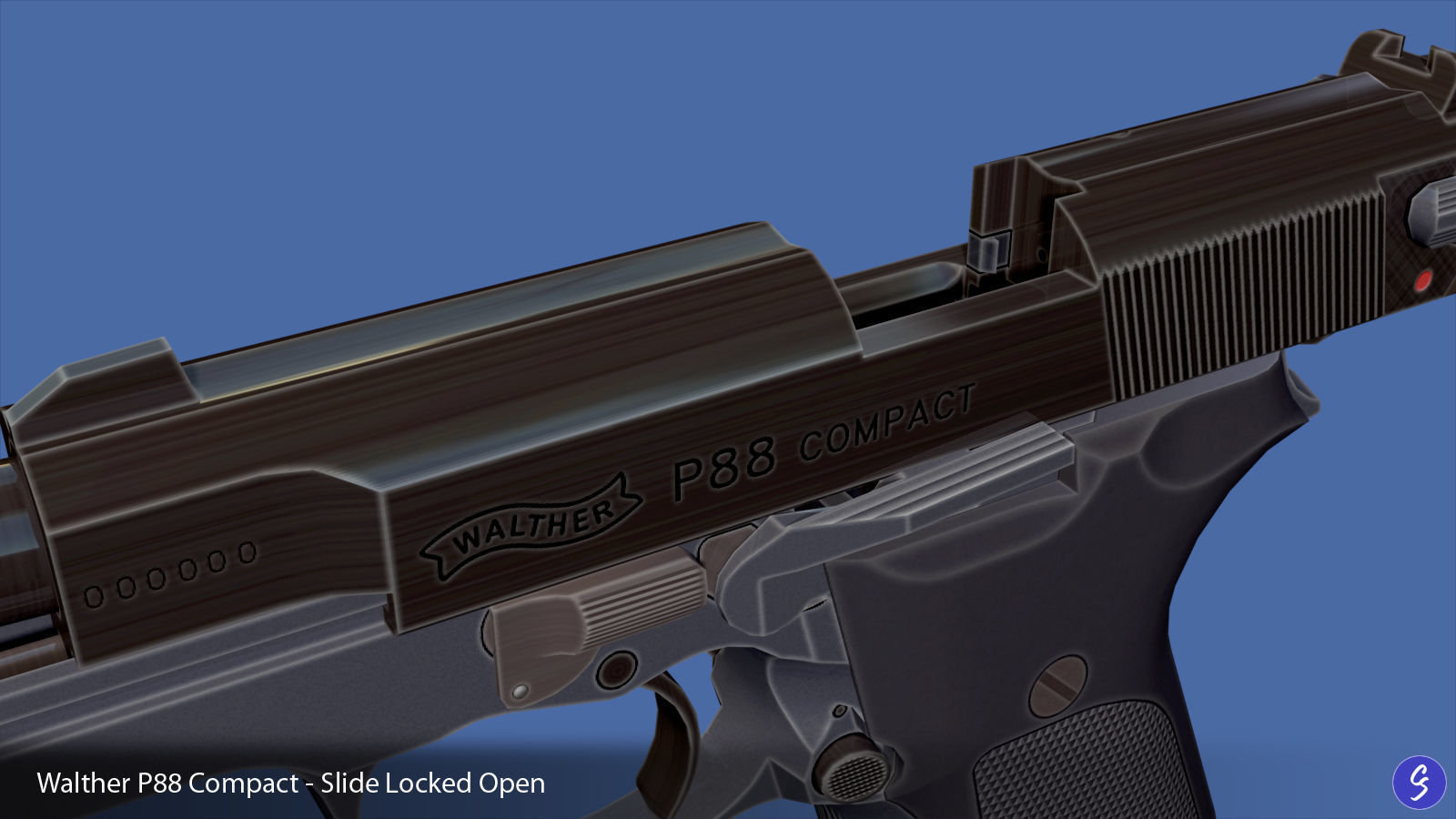 Walther P88 Compact 9mm Pistol Low-poly 3D model_23