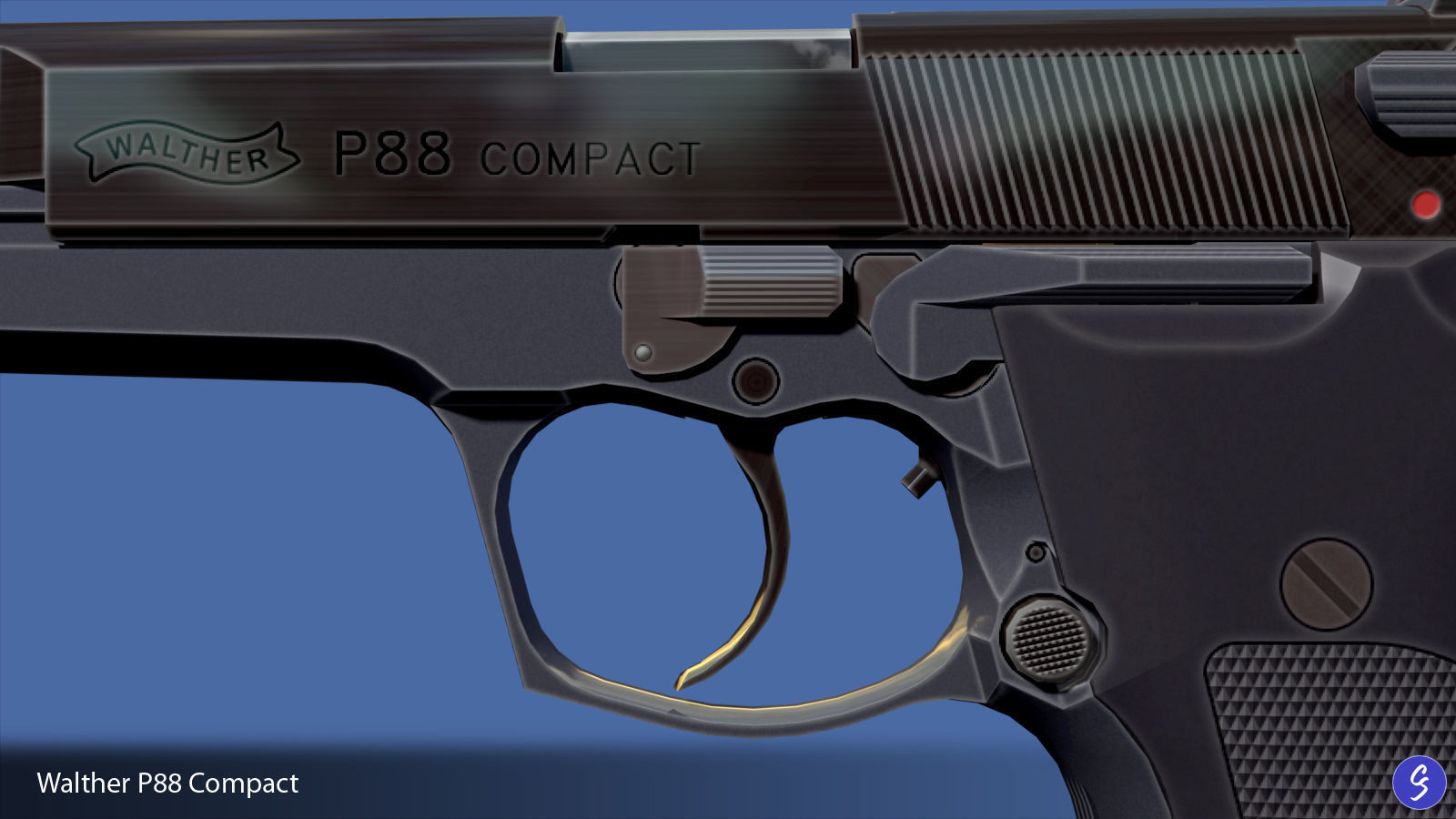 Walther P88 Compact 9mm Pistol Low-poly 3D model_24