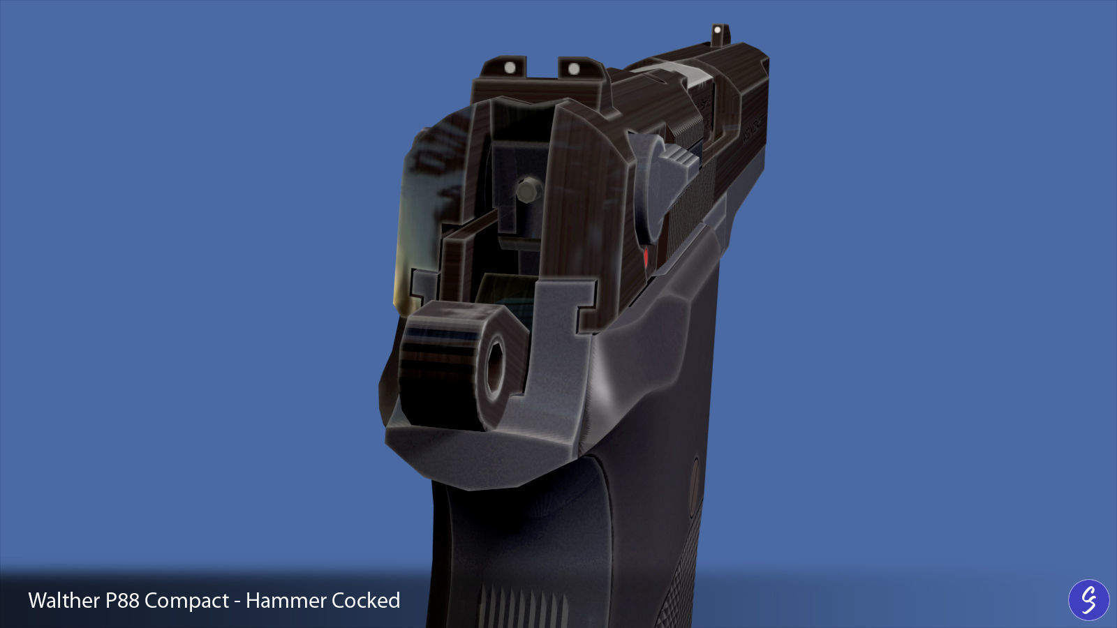 Walther P88 Compact 9mm Pistol Low-poly 3D model_18