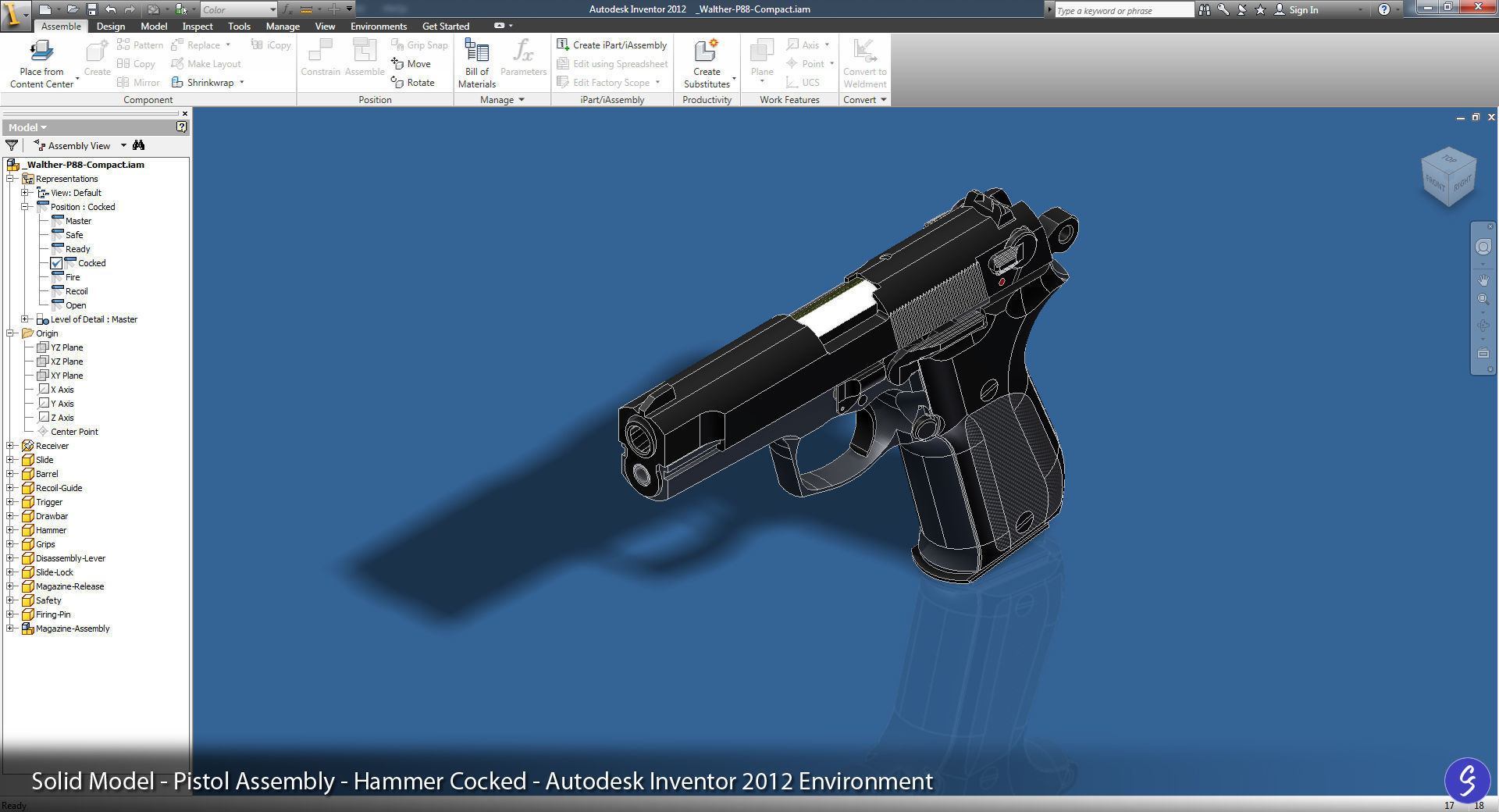 Walther P88 Compact 9mm Pistol Low-poly 3D model_65