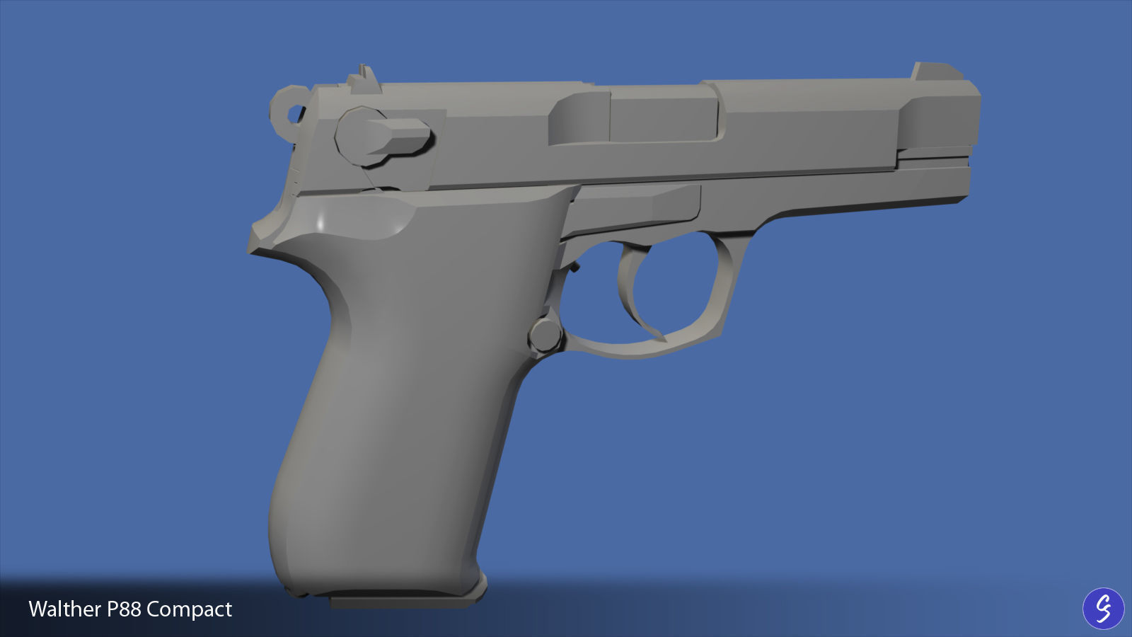 Walther P88 Compact 9mm Pistol Low-poly 3D model_48