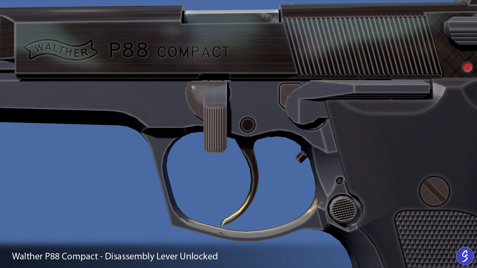 Walther P88 Compact 9mm Pistol Low-poly 3D model_25