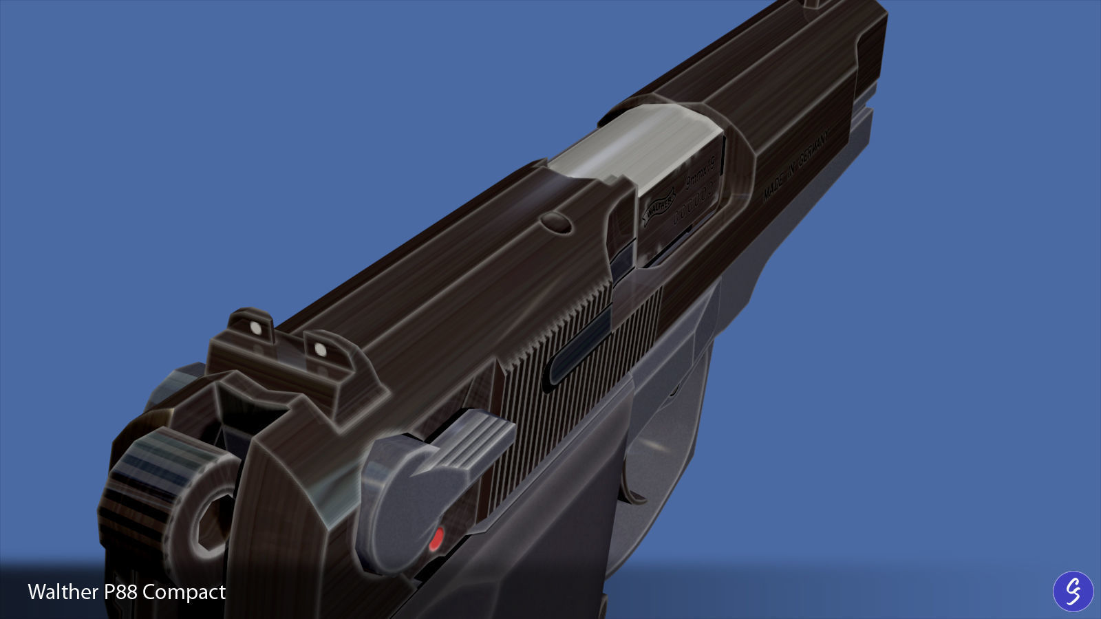 Walther P88 Compact 9mm Pistol Low-poly 3D model_31