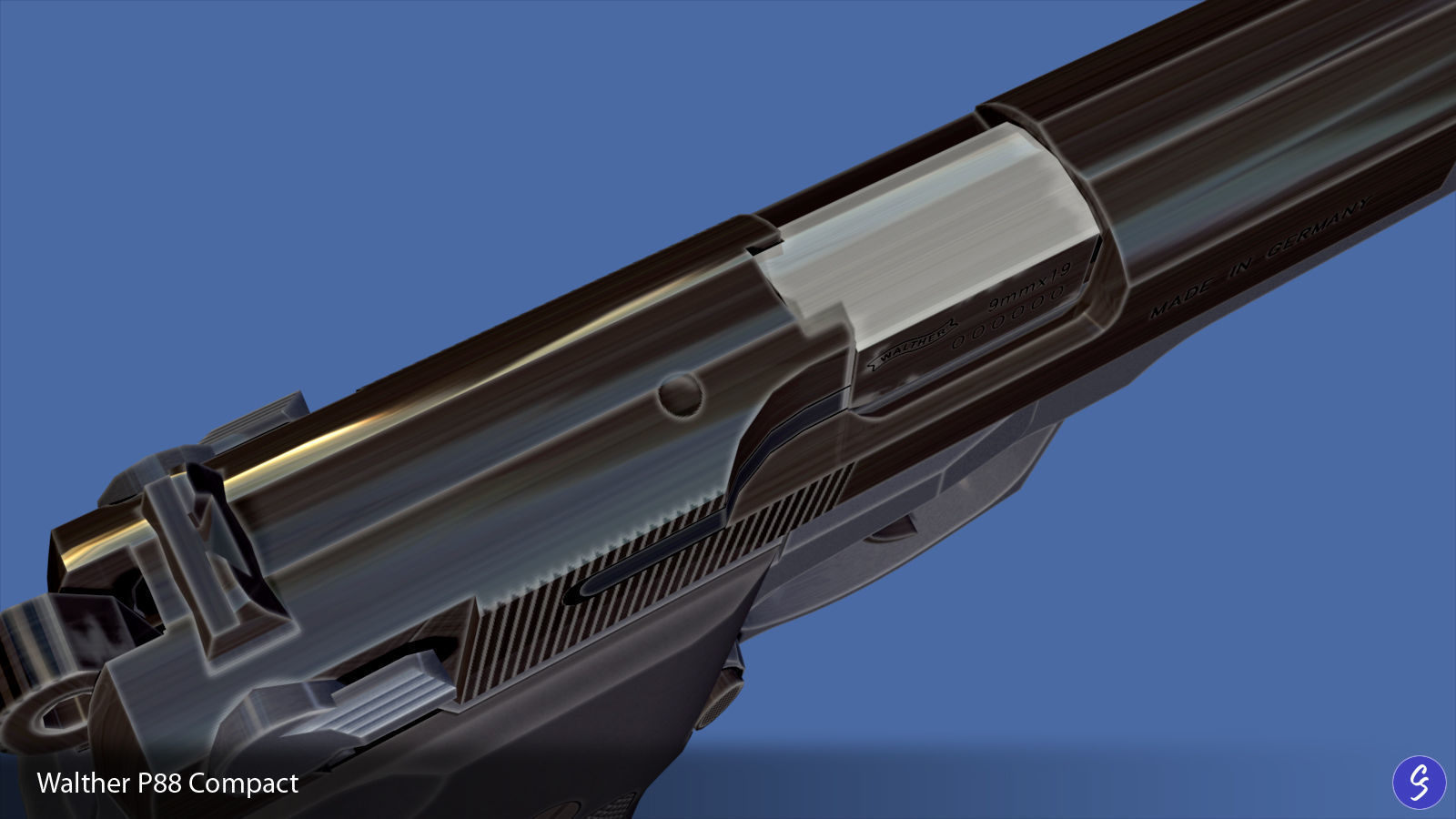 Walther P88 Compact 9mm Pistol Low-poly 3D model_28