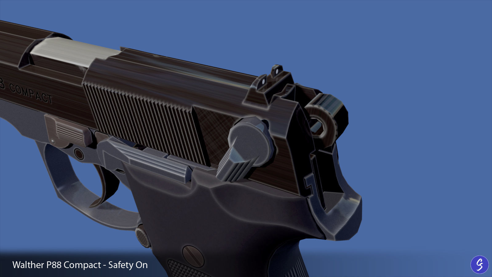 Walther P88 Compact 9mm Pistol Low-poly 3D model_21