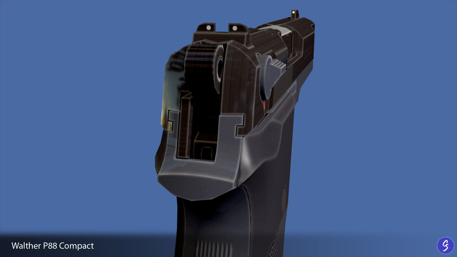 Walther P88 Compact 9mm Pistol Low-poly 3D model_17