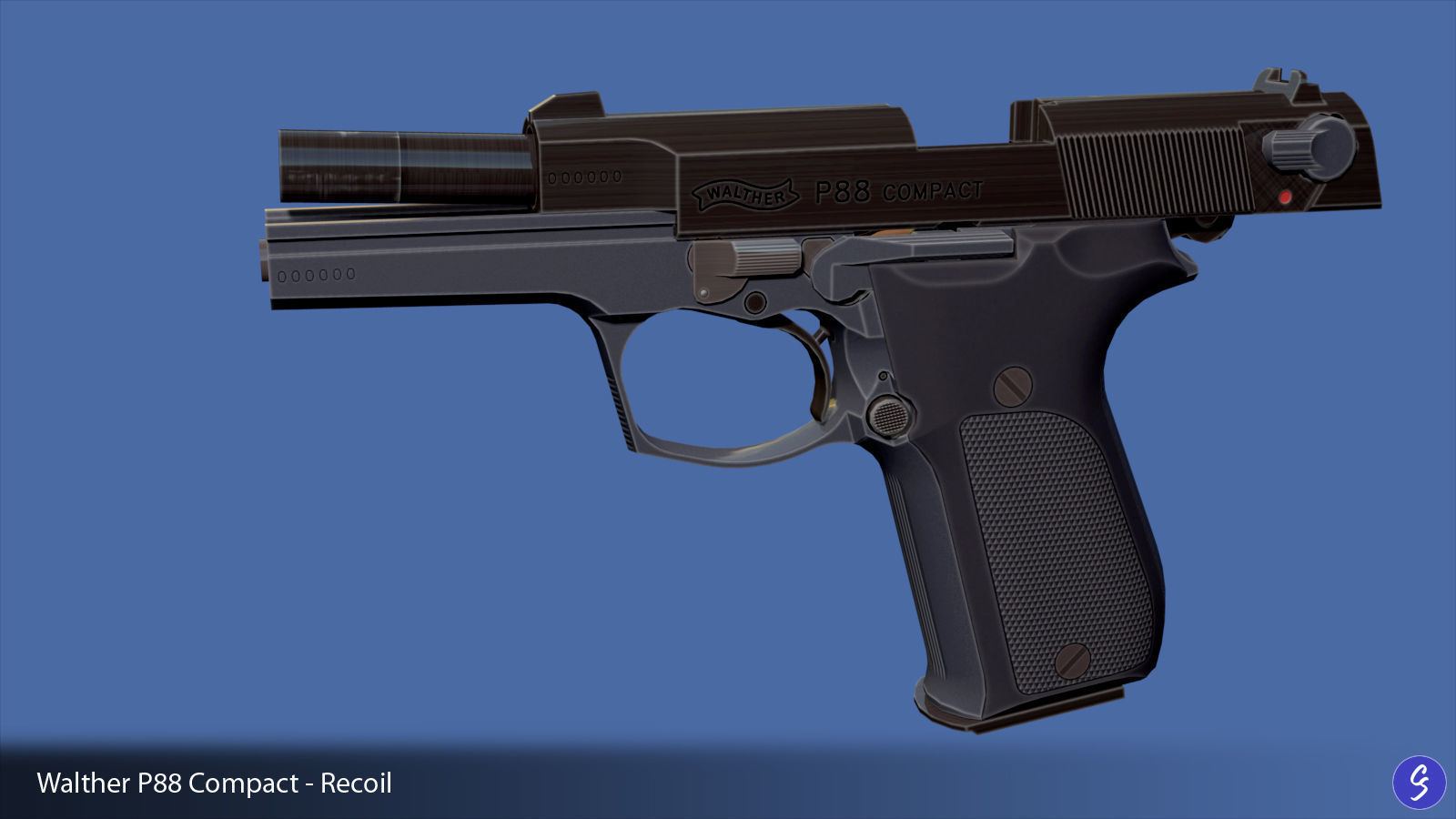 Walther P88 Compact 9mm Pistol Low-poly 3D model_5
