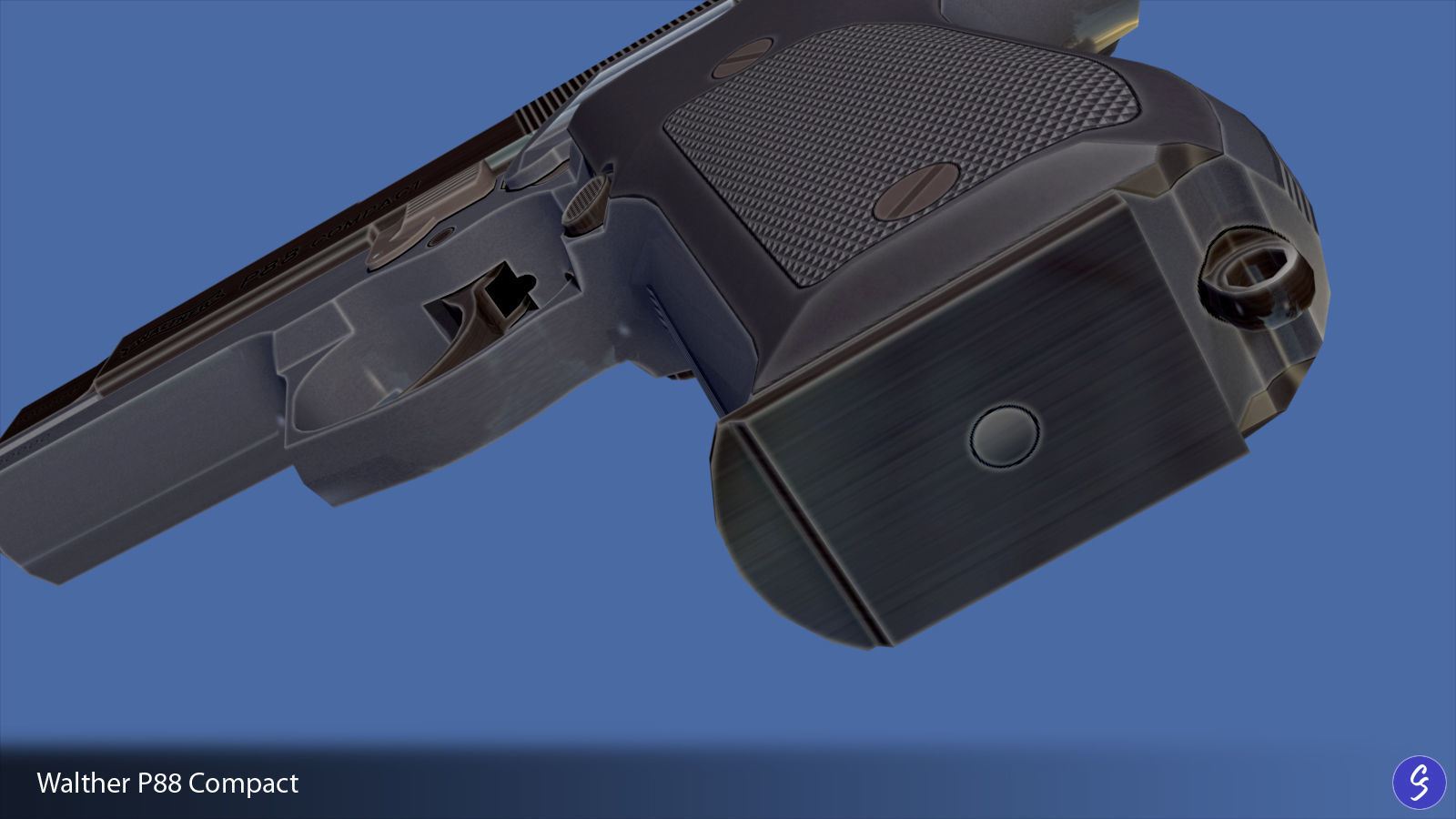 Walther P88 Compact 9mm Pistol Low-poly 3D model_34