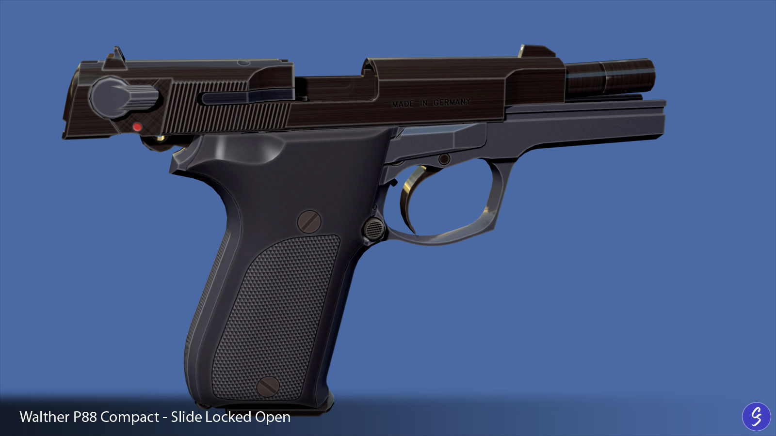 Walther P88 Compact 9mm Pistol Low-poly 3D model_12