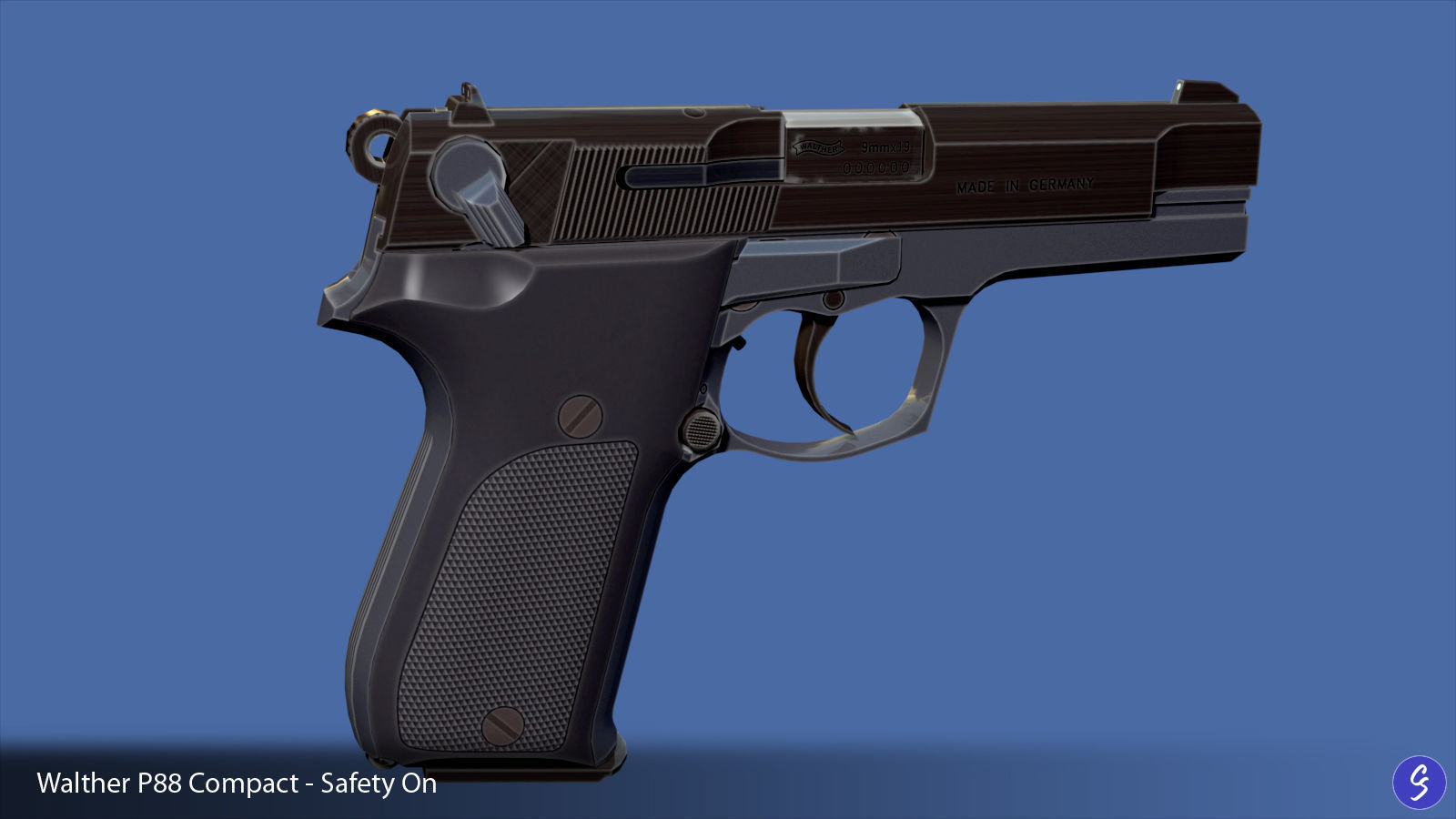 Walther P88 Compact 9mm Pistol Low-poly 3D model_8