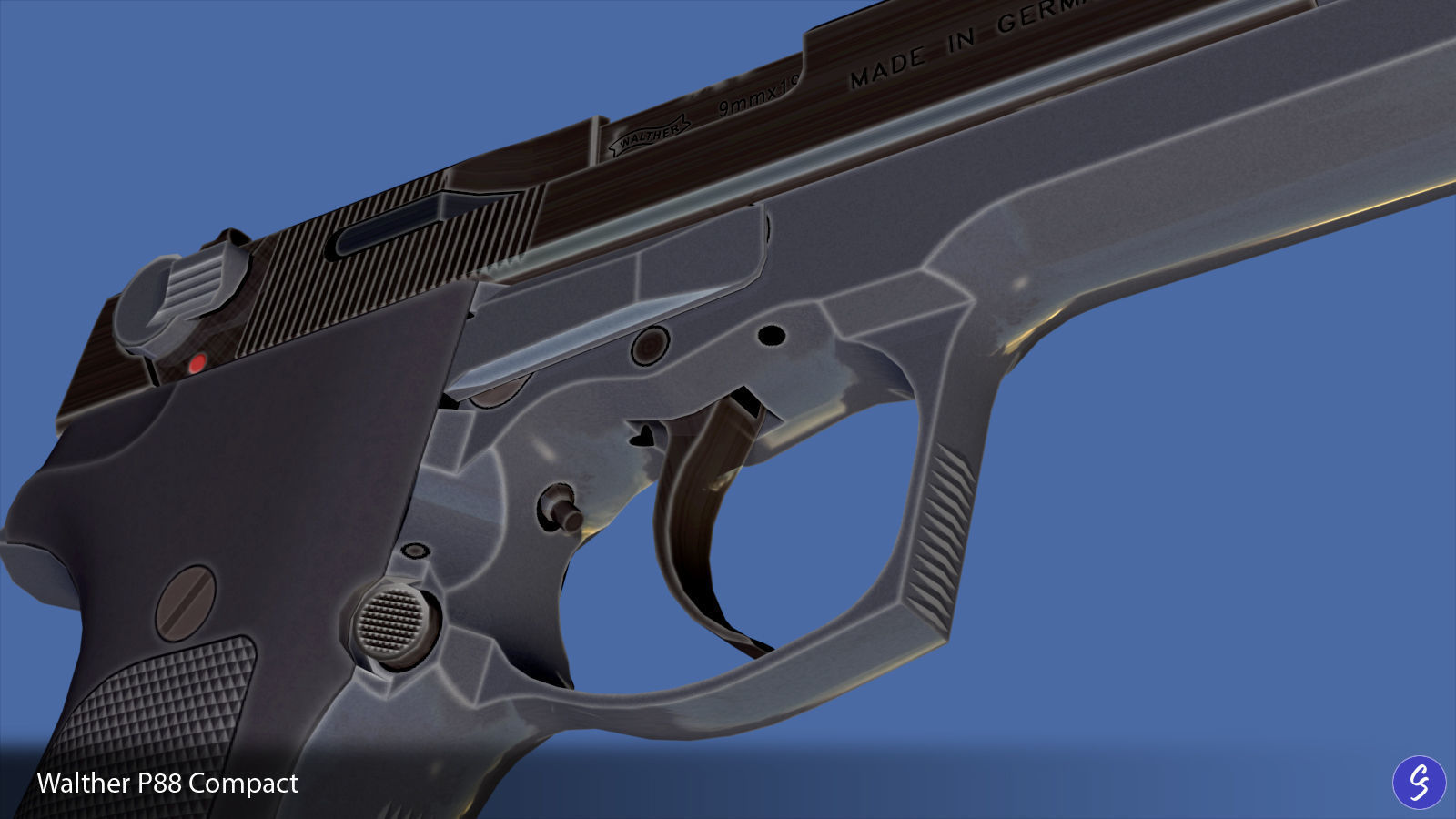 Walther P88 Compact 9mm Pistol Low-poly 3D model_26