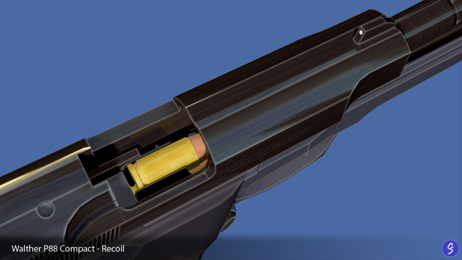 Walther P88 Compact 9mm Pistol Low-poly 3D model_29