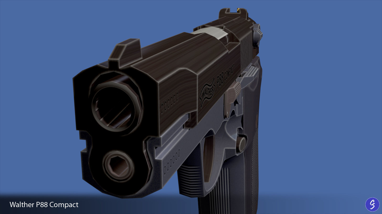 Walther P88 Compact 9mm Pistol Low-poly 3D model_15